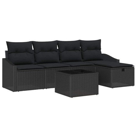 vidaXL Set di Divani da Giardino 6 Pezzi con Cuscini Neri in Rattan Sintetico
