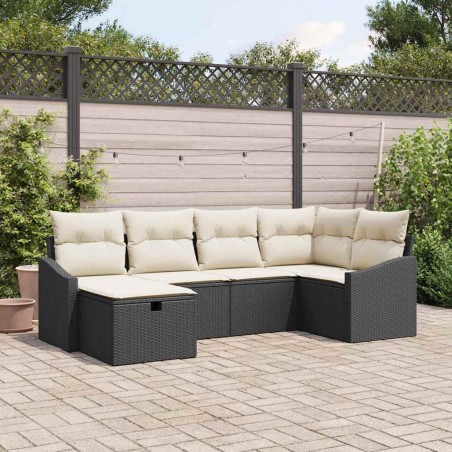 vidaXL Set di divani da giardino 6 pezzi con cuscini neri in rattan sintetico