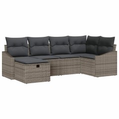 vidaXL Set di divani da giardino 6 pezzi con cuscini grigi in rattan sintetico