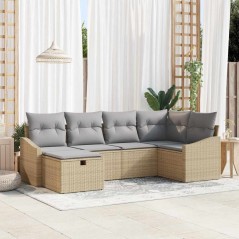 vidaXL Set Giardino in 6 Pezzi con Cuscini Beige in Rattan Sintetico