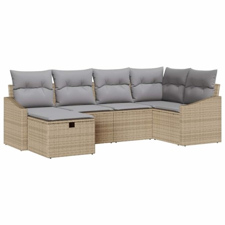 vidaXL Set Giardino in 6 Pezzi con Cuscini Beige in Rattan Sintetico