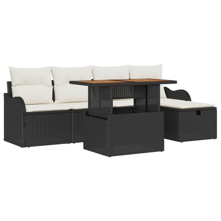 vidaXL Set da giardino con 6 pezzi, cuscini in rattan sintetico nero