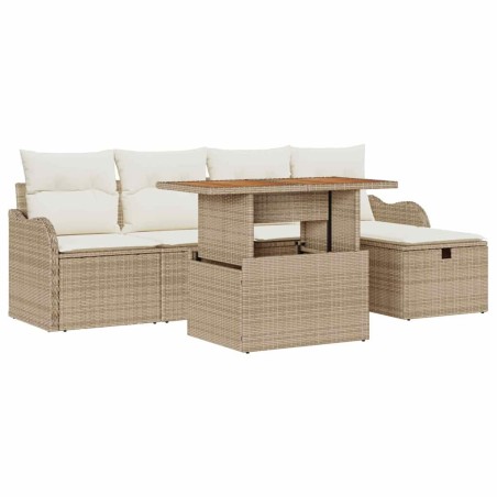 vidaXL Set di divani da giardino 6 pezzi con cuscini beige in rattan sintetico