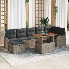 vidaXL Set di divani da giardino a 8 pezzi con cuscini grigi in rattan sintetico