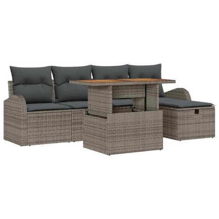 vidaXL Set Divano da Giardino 6 Pezzi con Cuscini Grigi in Rattan PVC