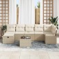 Set divano da giardino da 8 pezzi con cuscini beige in polyrattan