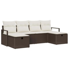 vidaXL Set giardino 6 pezzi di con cuscini in rattan sintetico marrone