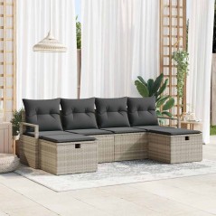 vidaXL Set da giardino 6 pezzi con cuscini grigio chiaro in rattan sintetico