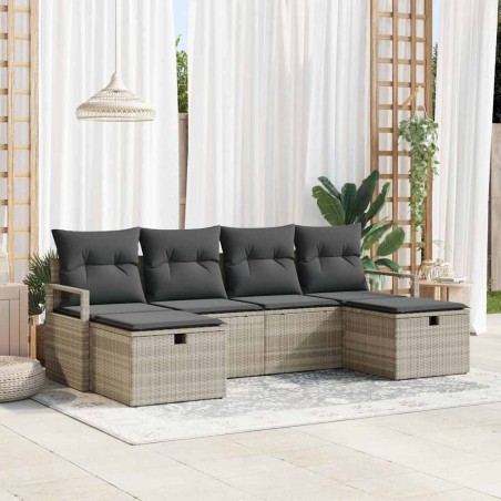 vidaXL Set da giardino 6 pezzi con cuscini grigio chiaro in rattan sintetico