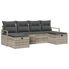 vidaXL Set da giardino 6 pezzi con cuscini grigio chiaro in rattan sintetico