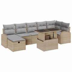 vidaXL Set da Giardino 8 Pezzi con Cuscini Beige in Rattan Sintetico