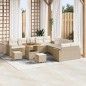 vidaXL Set di divano da giardino di 13 pezzi con cuscini beige in poly rattan e legno di acacia.