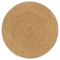 Tappeto Reversibile Blu Marino e Naturale 120 cm Iuta Rotondo