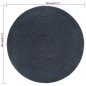 Tappeto Reversibile Blu Marino e Naturale 120 cm Iuta Rotondo