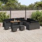 vidaXL Set divano da giardino di 14 pezzi con cuscini neri in rattan sintetico e acacia. vidaXL Set divano da giardino di 14 pezzi con cuscini neri in rattan sintetico e acacia.