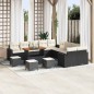 vidaXL Set Divano da Giardino di 14 Pezzi con Cuscini in Rattan Nero e Acacia