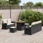 vidaXL Set divano giardino 8 pezzi con cuscini in rattan sintetico nero e acacia vidaXL Set divano giardino 8 pezzi con cuscini in rattan sintetico nero e acacia