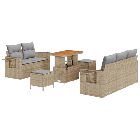 vidaXL Set di divani da giardino da 8 pezzi con cuscini beige in rattan polipropilene e legno di acacia