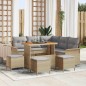 vidaXL Set Divano da Giardino in 9 Pezzi con Cuscini Beige in Poly Rattan e Legno di Acacia. vidaXL Set Divano da Giardino in 9 Pezzi con Cuscini Beige in Poly Rattan e Legno di Acacia.