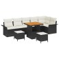 vidaXL Set da Giardino 9 Pezzi con Cuscini in Rattan Nero e Acacia.