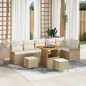 vidaXL Set da Giardino di 9 Pezzi con Cuscini Beige in Rattan Sintetico e Acacia vidaXL Set da Giardino di 9 Pezzi con Cuscini Beige in Rattan Sintetico e Acacia