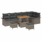 vidaXL Set di divani da giardino da 9 pezzi con cuscini grigi in rattan sintetico e acacia vidaXL Set di divani da giardino da 9 pezzi con cuscini grigi in rattan sintetico e acacia