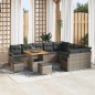 vidaXL Set da giardino di 12 pezzi con cuscini in rattan grigio e acacia.