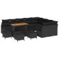 vidaXL Set Divano da Giardino a 13 Pezzi in Rattan Nero e Legno di Acacia con Cuscini