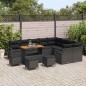 vidaXL Set Divano da Giardino a 13 Pezzi in Rattan Nero e Legno di Acacia con Cuscini