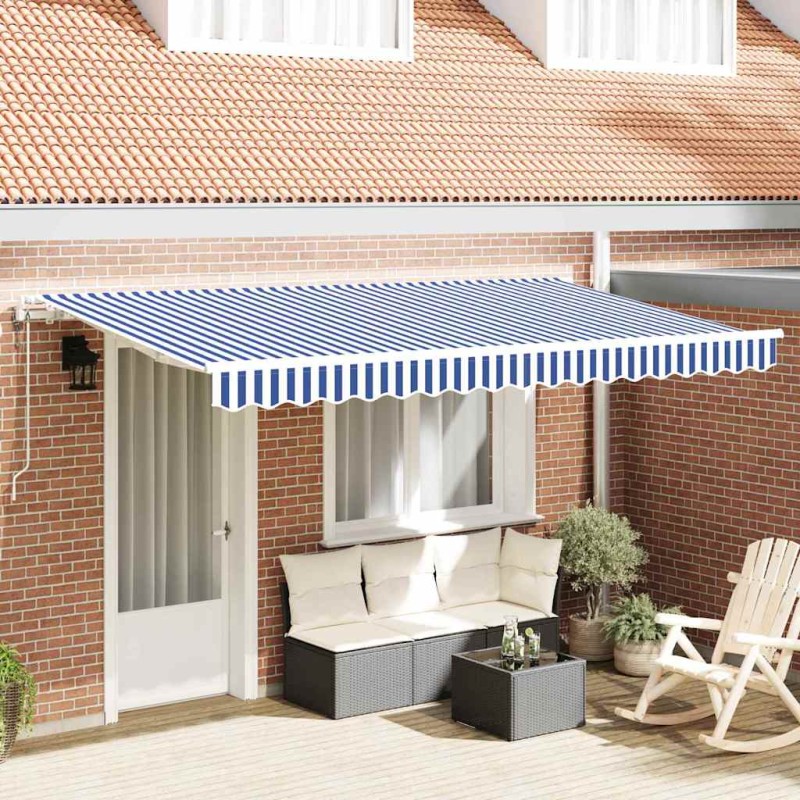 vidaXL Tenda Retrattile Blu e Bianco 3,5 x 2 m Tessuto e metallo vidaXL Tenda Retrattile Blu e Bianco 3,5 x 2 m Tessuto e metallo