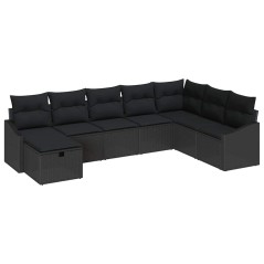 vidaXL Set Divano da Giardino con cuscino 8 pcs Nero Poly Rattan