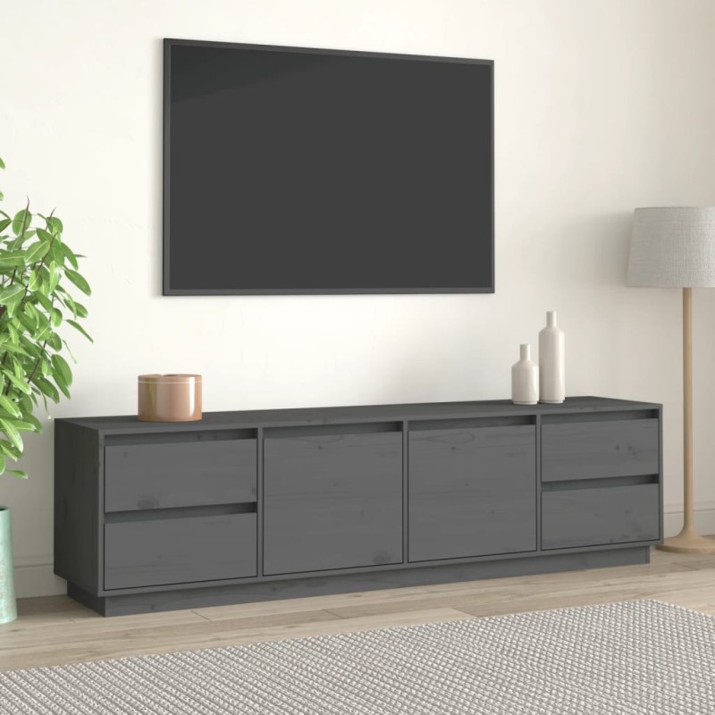 Mobile Porta TV Grigio 176x37x47,5 cm in Legno Massello di Pino Mobile Porta TV Grigio 176x37x47,5 cm in Legno Massello di Pino