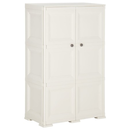 Armadietto in Plastica 79x43x125 cm Effetto Legno Bianco Angora