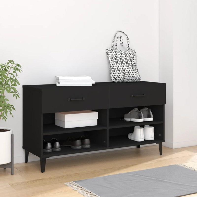 Scarpiera Nera 102x35x55 cm in Legno Multistrato Scarpiera Nera 102x35x55 cm in Legno Multistrato