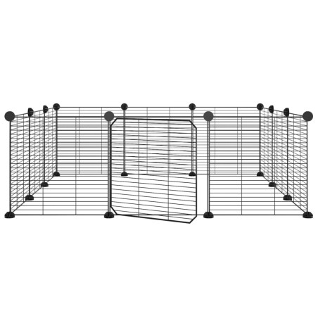 Gabbia per Animali 12 Pannelli con Porta Nero 35x35 cm Acciaio