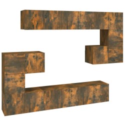 Set Mobili Porta TV 10 pz Rovere Fumo in Legno Multistrato