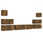Set Mobili Porta TV 8pz Rovere Fumo in Legno Multistrato