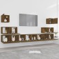 Set Mobili Porta TV 8pz Rovere Fumo in Legno Multistrato