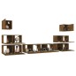 Set Mobili Porta TV 8pz Rovere Fumo in Legno Multistrato