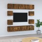 Set Mobili Porta TV 10 pz Rovere Fumo in Legno Multistrato Set Mobili Porta TV 10 pz Rovere Fumo in Legno Multistrato