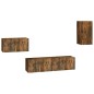 Set di Mobili Porta TV 4 pz Rovere Fumo in Legno Multistrato Set di Mobili Porta TV 4 pz Rovere Fumo in Legno Multistrato