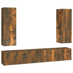Set di Mobili Porta TV 5 pz Rovere Fumo in Legno Multistrato