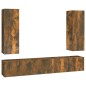 Set di Mobili Porta TV 5 pz Rovere Fumo in Legno Multistrato Set di Mobili Porta TV 5 pz Rovere Fumo in Legno Multistrato