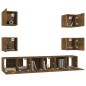 Set di Mobili Porta TV 7 pz Rovere Fumo in Legno Multistrato Set di Mobili Porta TV 7 pz Rovere Fumo in Legno Multistrato