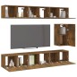 Set di Mobili Porta TV 7 pz Rovere Fumo in Legno Multistrato Set di Mobili Porta TV 7 pz Rovere Fumo in Legno Multistrato
