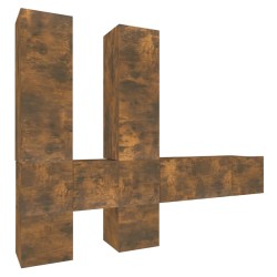 Set di Mobili Porta TV 7 pz Rovere Fumo in Legno Multistrato