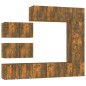 Set Mobili Porta TV 8 pz Rovere Fumo in Legno Multistrato Set Mobili Porta TV 8 pz Rovere Fumo in Legno Multistrato