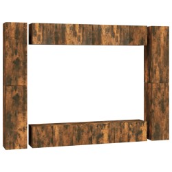 Set Mobili Porta TV 10 pz Rovere Fumo in Legno Multistrato