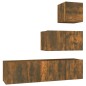 Set di Mobili Porta TV 4 pz Rovere Fumo in Legno Multistrato Set di Mobili Porta TV 4 pz Rovere Fumo in Legno Multistrato