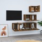 Set di Mobili Porta TV 4 pz Rovere Fumo in Legno Multistrato Set di Mobili Porta TV 4 pz Rovere Fumo in Legno Multistrato